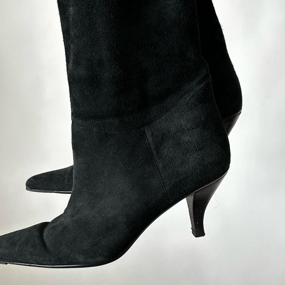 ENZO ANGIOLINI BLACK SUEDE POINTED TOE TALL BOOTS KITTEN HEEL Size-10 - Picture 6 of 10